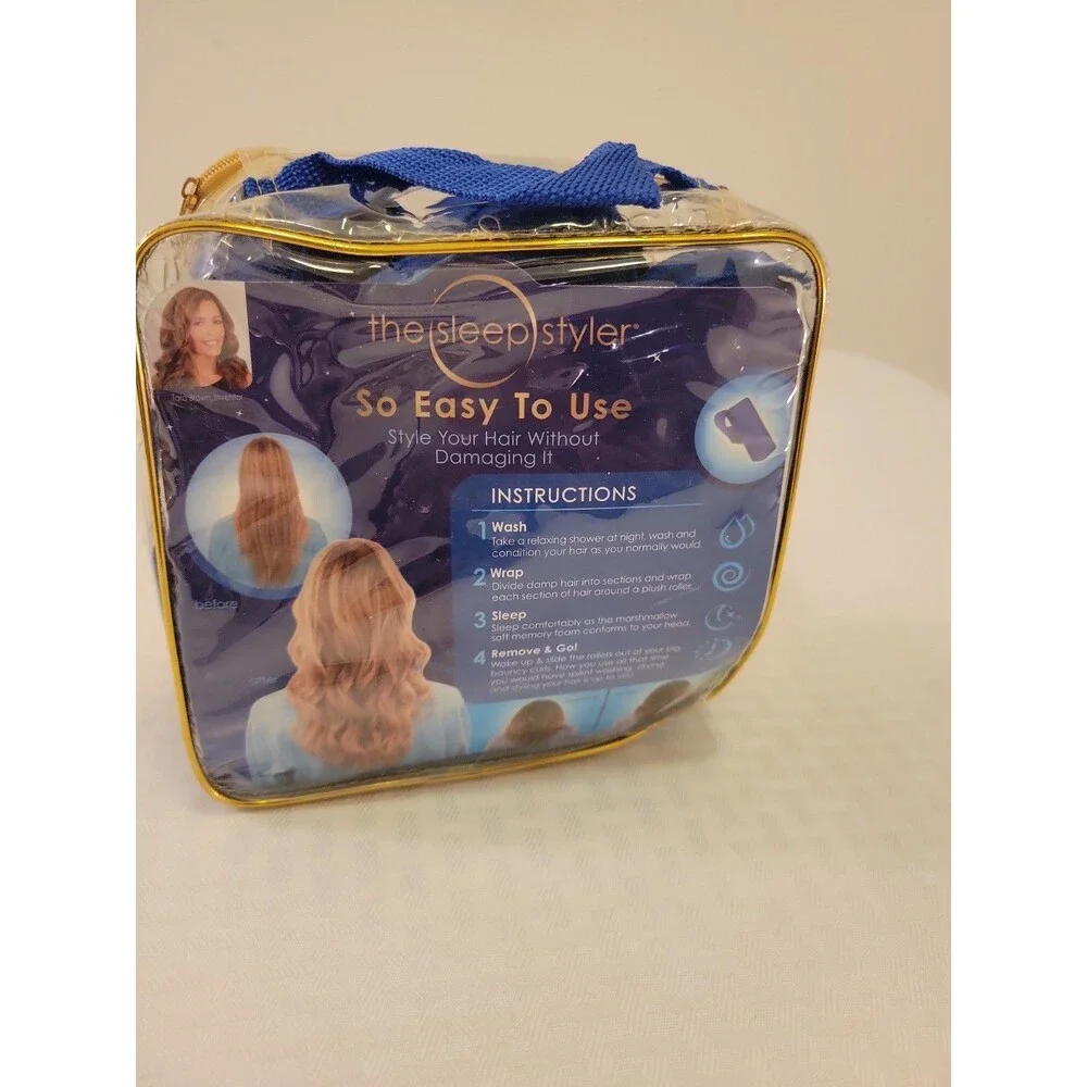 The Sleep Styler Mini Heat-Free Hair Rollers Set 12 Rollers Case & Instructions